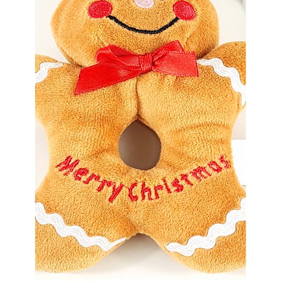 GUND Merry Christmas Gingerbread Rattle 5 1/4" Plush Toy Holidays Year 2000 Vtg - Picture 3 of 13